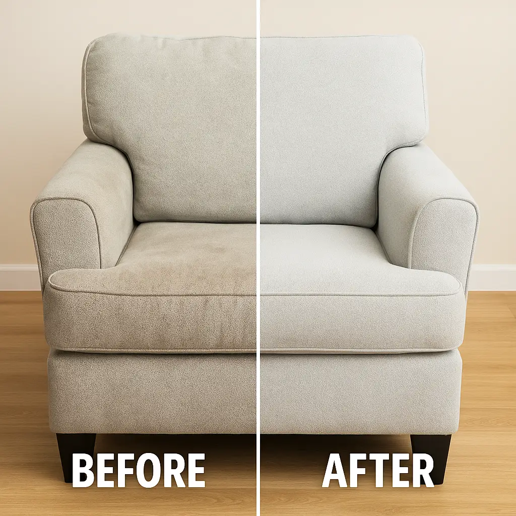 Upholstery before and after cleaning Upholstery before and after cleaning