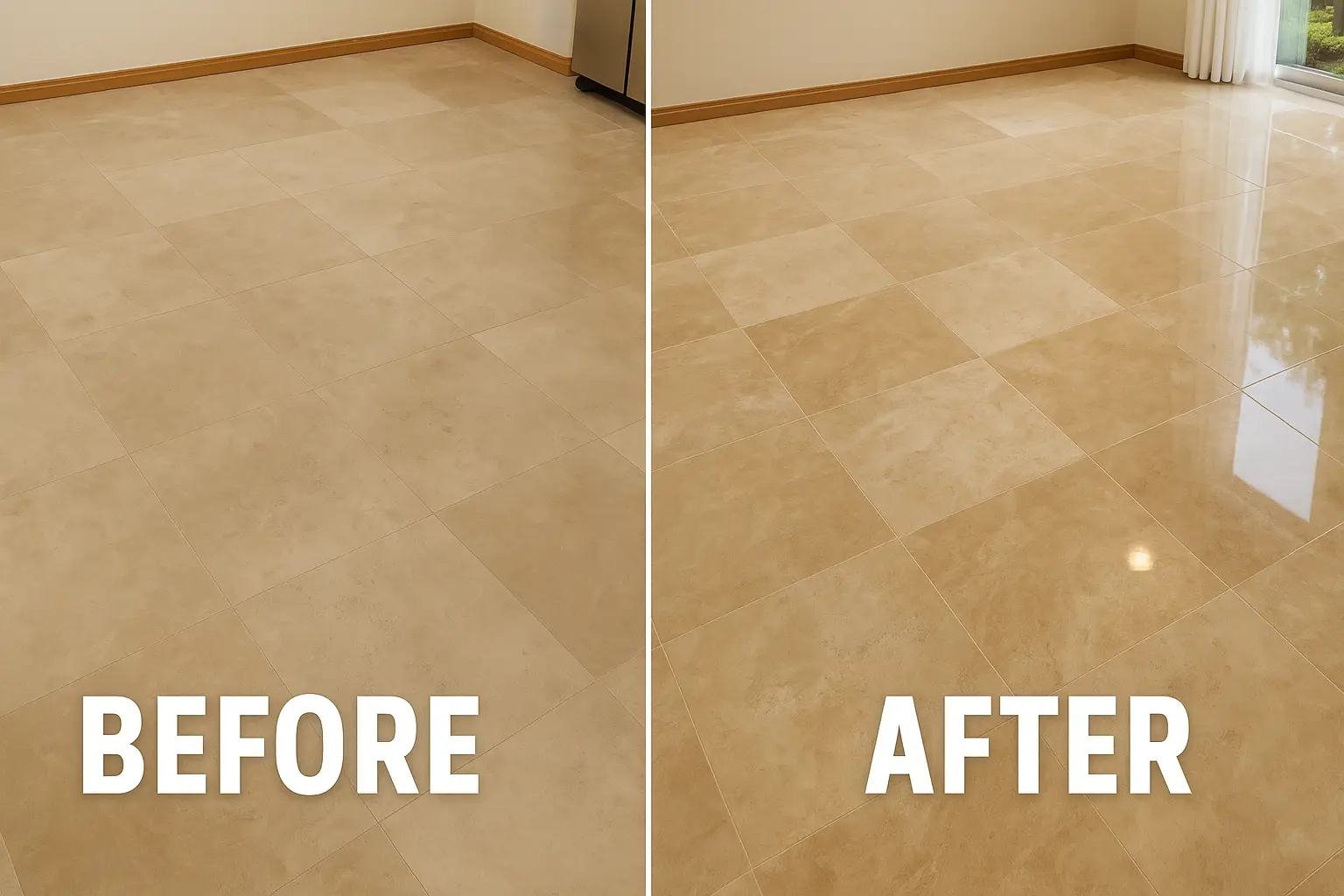 Before and after clean tile w